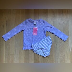 Ruffle Butts Purple Polka Dot Swim Set